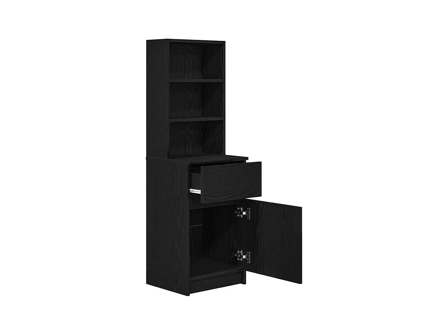 Mesilla de noche | Mesita de noche de madera de ingeniería negra 39x35x125 cm