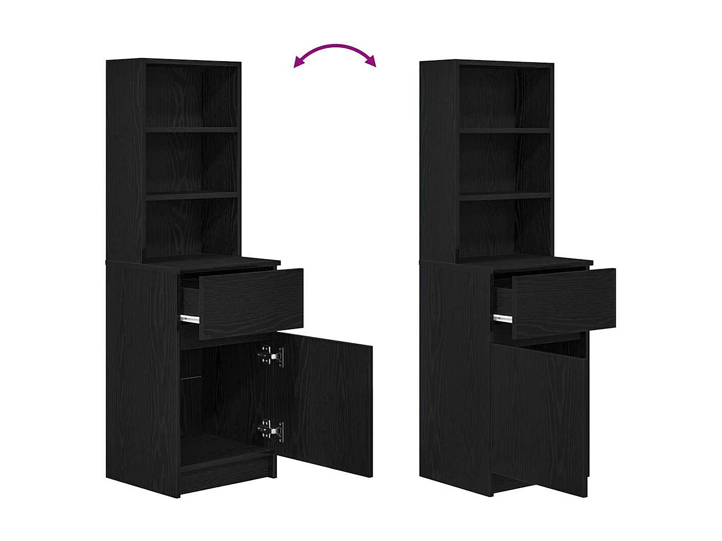 Nachttisch-Beistelltisch-Nachtschrank Schwarz 39x35x125 cm Holzwerkstoff SHL50264