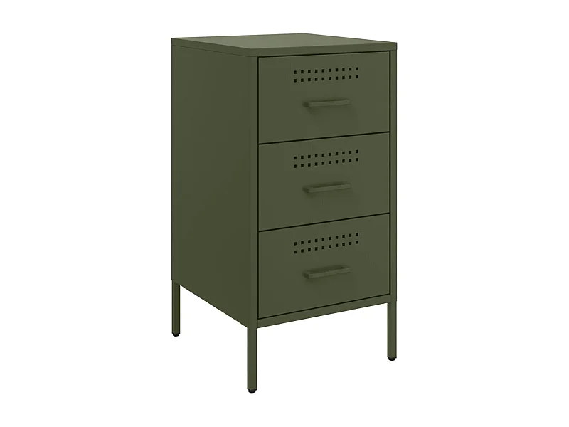 Mesa de Cabeceira | Criado-mudo Moderno 36x39x68 cm aço verde-azeitona