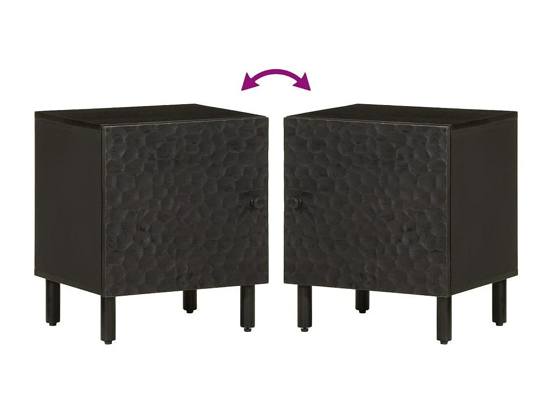 Mesita de noche | Mesilla de noche de madera maciza de mango negra 40x33x46 cm