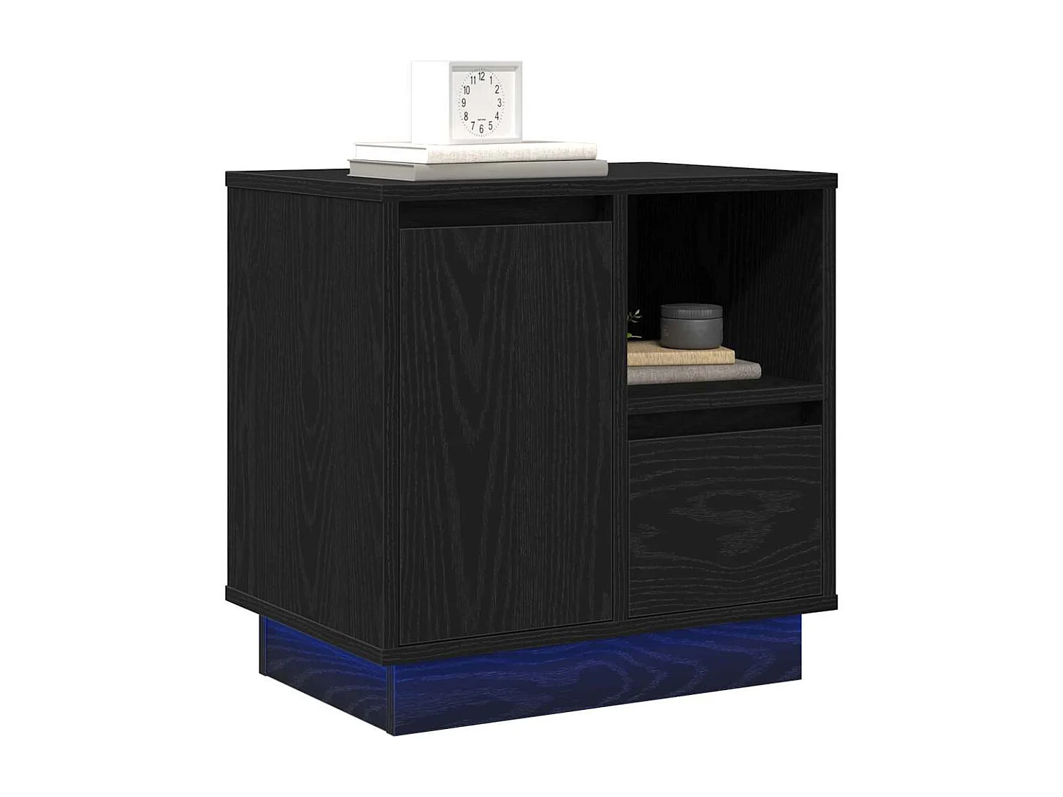 Mesita de Noche | Armario de Noche Negro 50x34.5x50 cm. Madera contrachapada