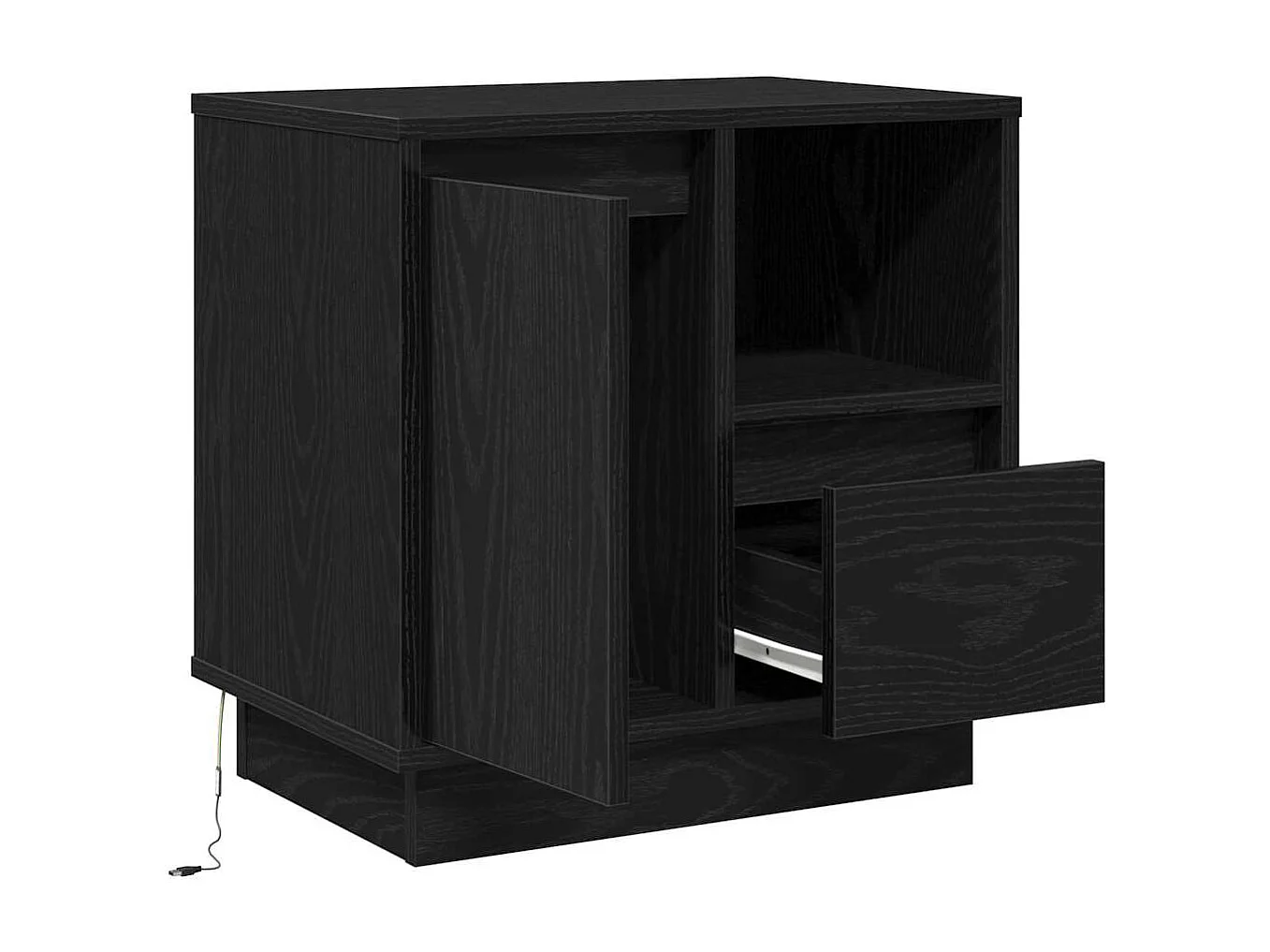 Nachttisch-Beistelltisch Schwarz Eichen-Optik 50 x 34,5 x 50 cm Holzwerkstoff SHL28626