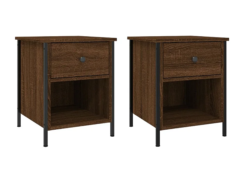 Tables de chevet lot de 2 avec rangement chêne marron 40x42x50cm bois d'ingénierie