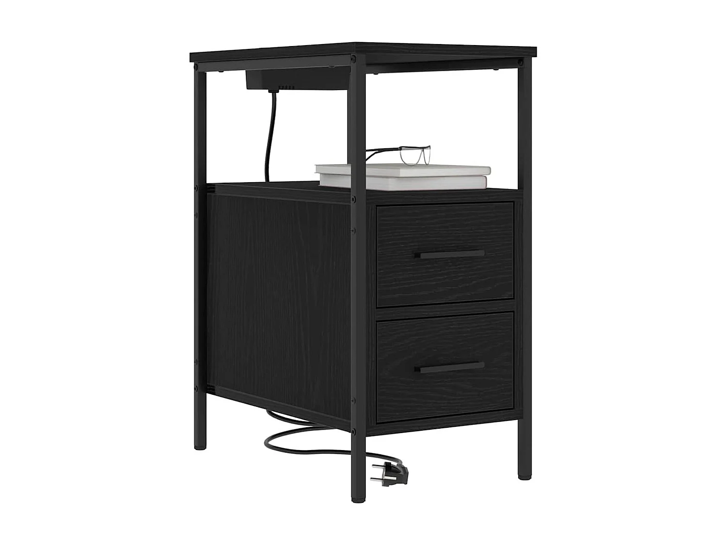 Mesa de Noche | Mesita de noche Roble negro 30x48x61 cm Madera contrachapada