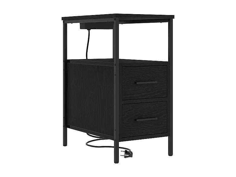 Nachttisch-Beistelltisch Schwarz Eichen-Optik 30 x 48 x 61 cm Holzwerkstoff SHL11508