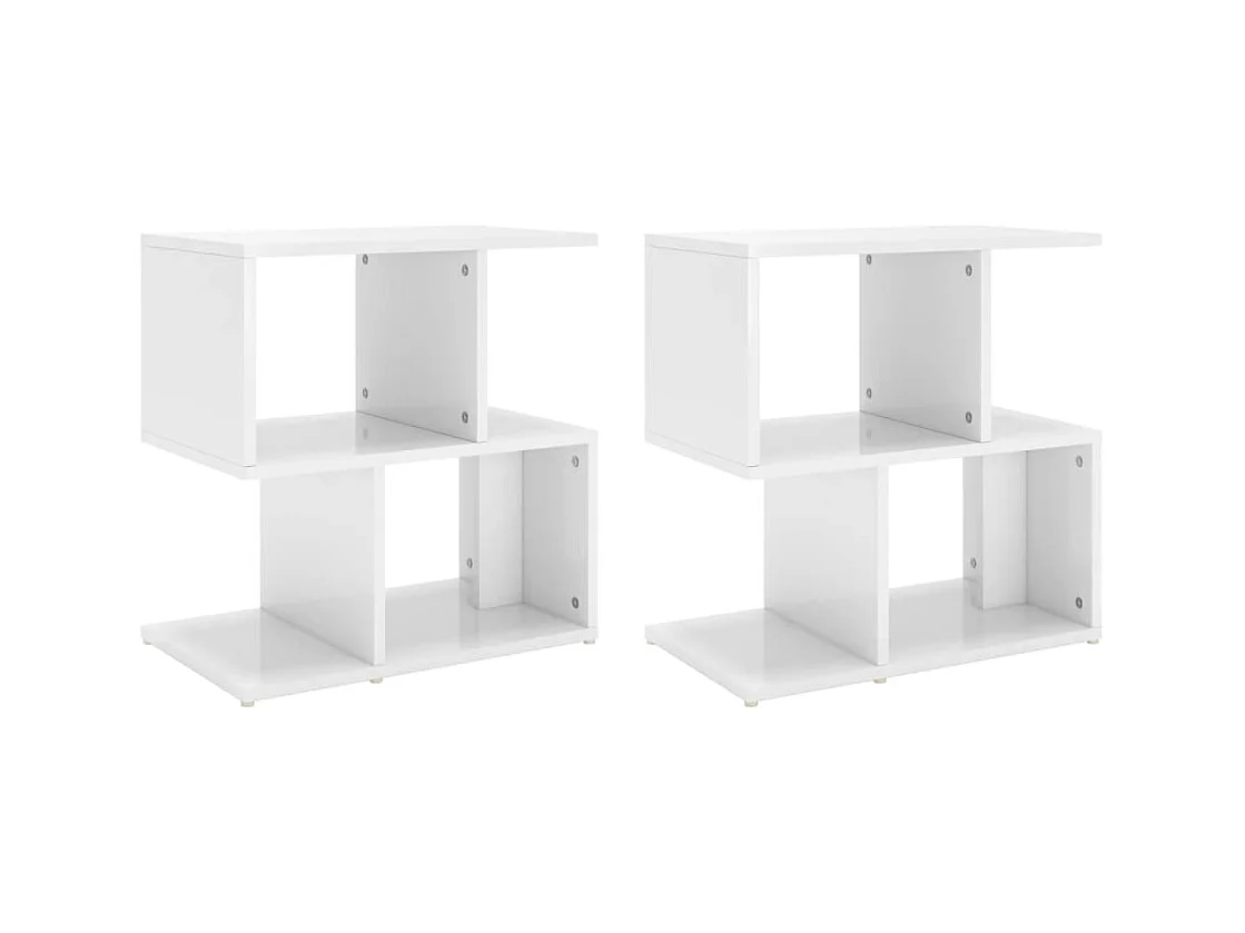 Tables de chevet-Tables de nuit 2 pcs blanc brillant bois d'ingénierie