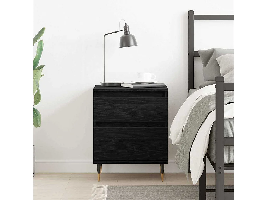 Mesita de Noche | Armario de Noche | Mesilla de noche con cajón Roble negro