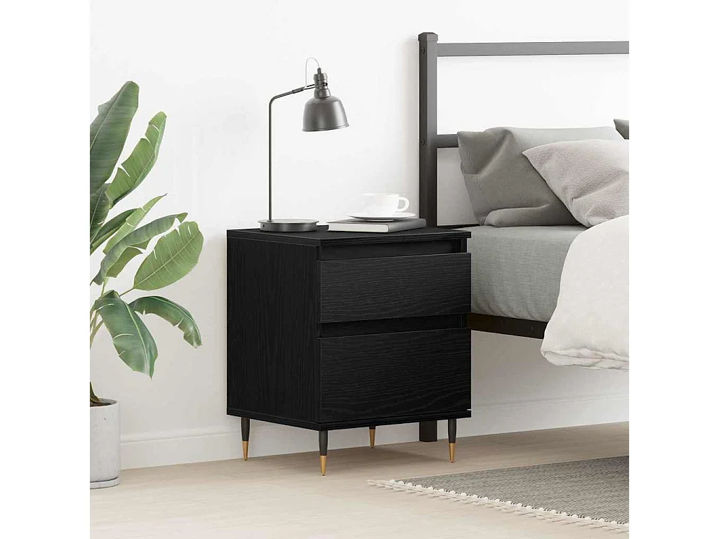 Mesita de Noche | Armario de Noche | Mesilla de noche con cajón Roble negro