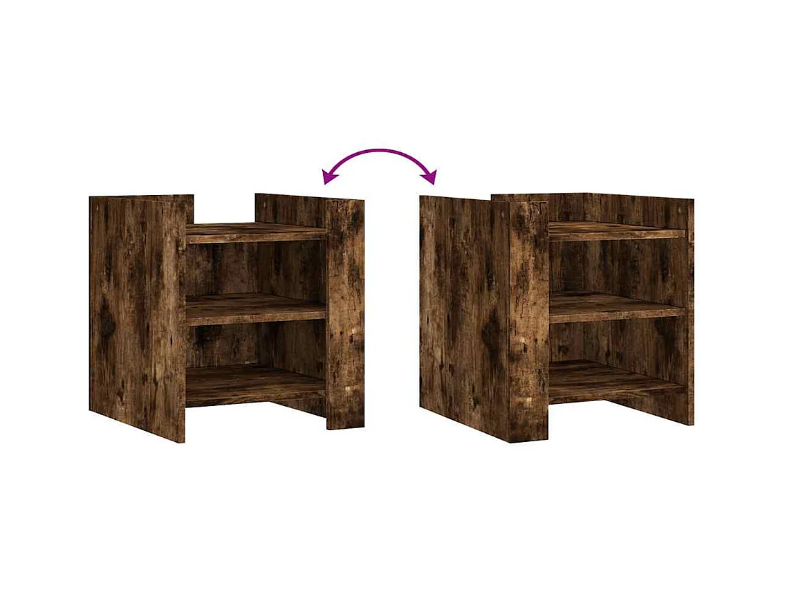 Table de chevet-Table d'appoint Compartiments ouverts chêne fumé 45x50x50 cm bois d'ingénierie