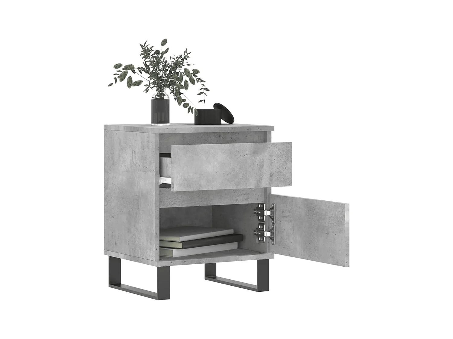 Mesitas de noche | Mesilla de noche 2 uds madera ingeniería gris hormigón 40x35x50 cm