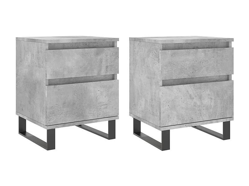 Lot de 2 Tables de chevet avec tiroirs gris béton 40x35x50 cm bois d’ingénierie