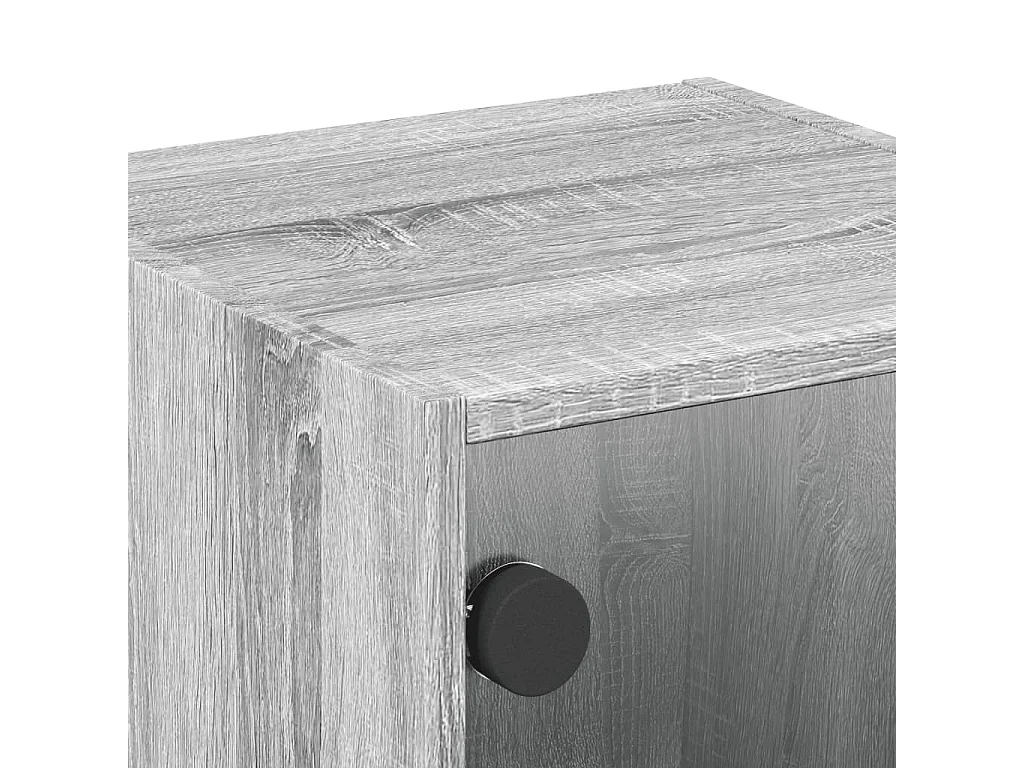 Nachttisch 2er Set-Beistelltisch mit Glastüren Grau Sonoma 35x37x35 cm SHL59434