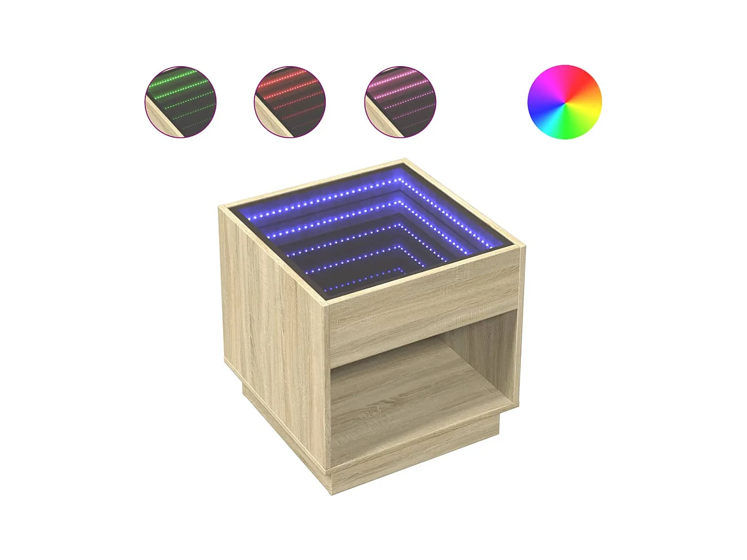 Mesita de noche | Mesilla de noche con Infinity LED roble Sonoma 50x50x50 cm