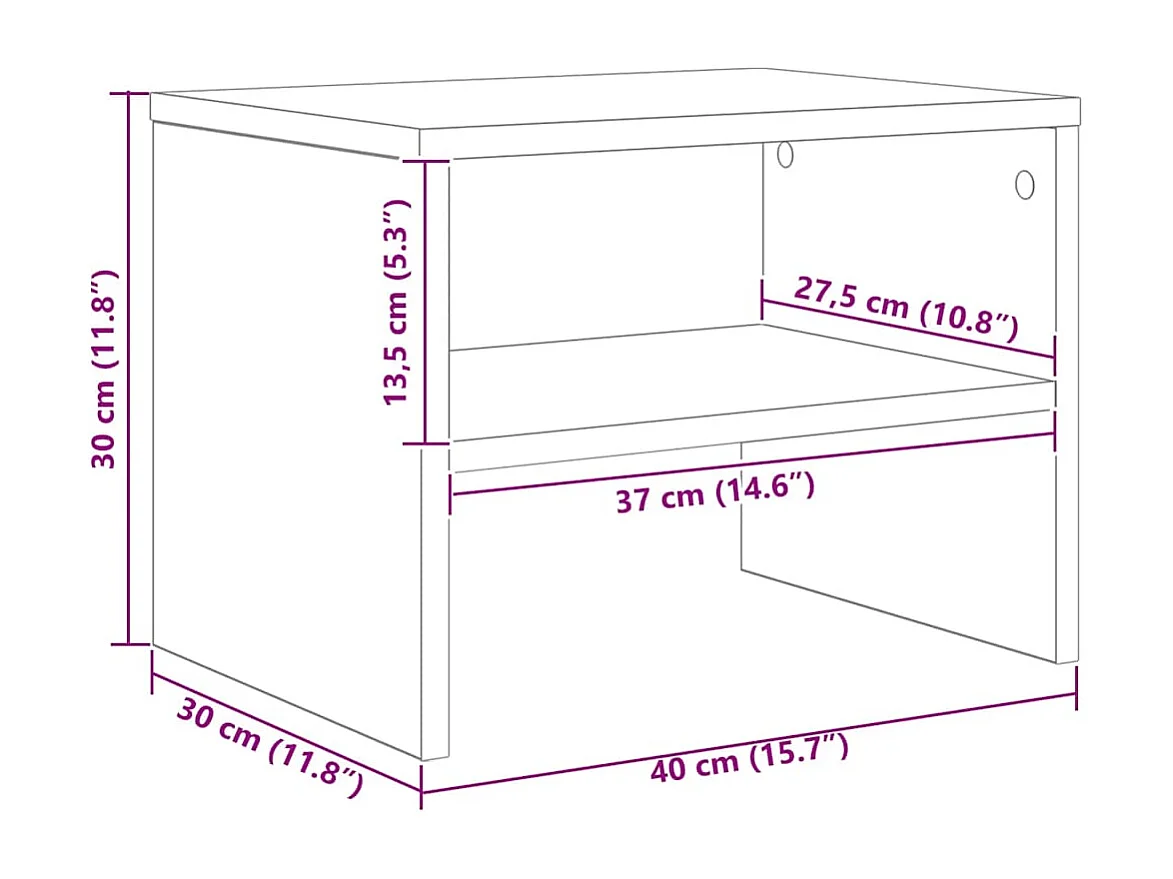 Nachttisch-Beistelltisch Grau Sonoma 40x30x30 cm Holzwerkstoff SHL69590