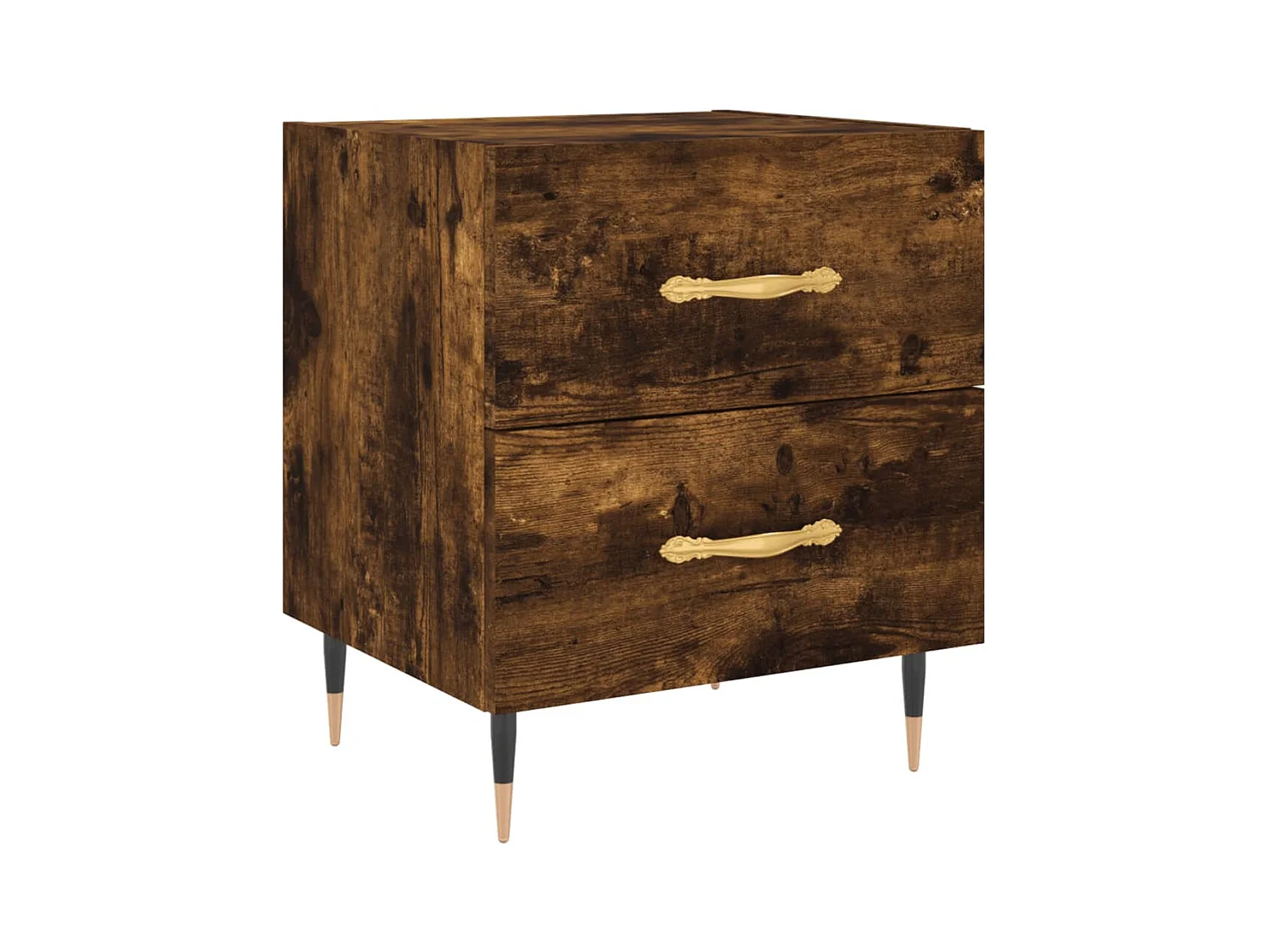 Mesita de noche | Mesilla de noche madera ingeniería roble ahumado 40x35x47,5 cm