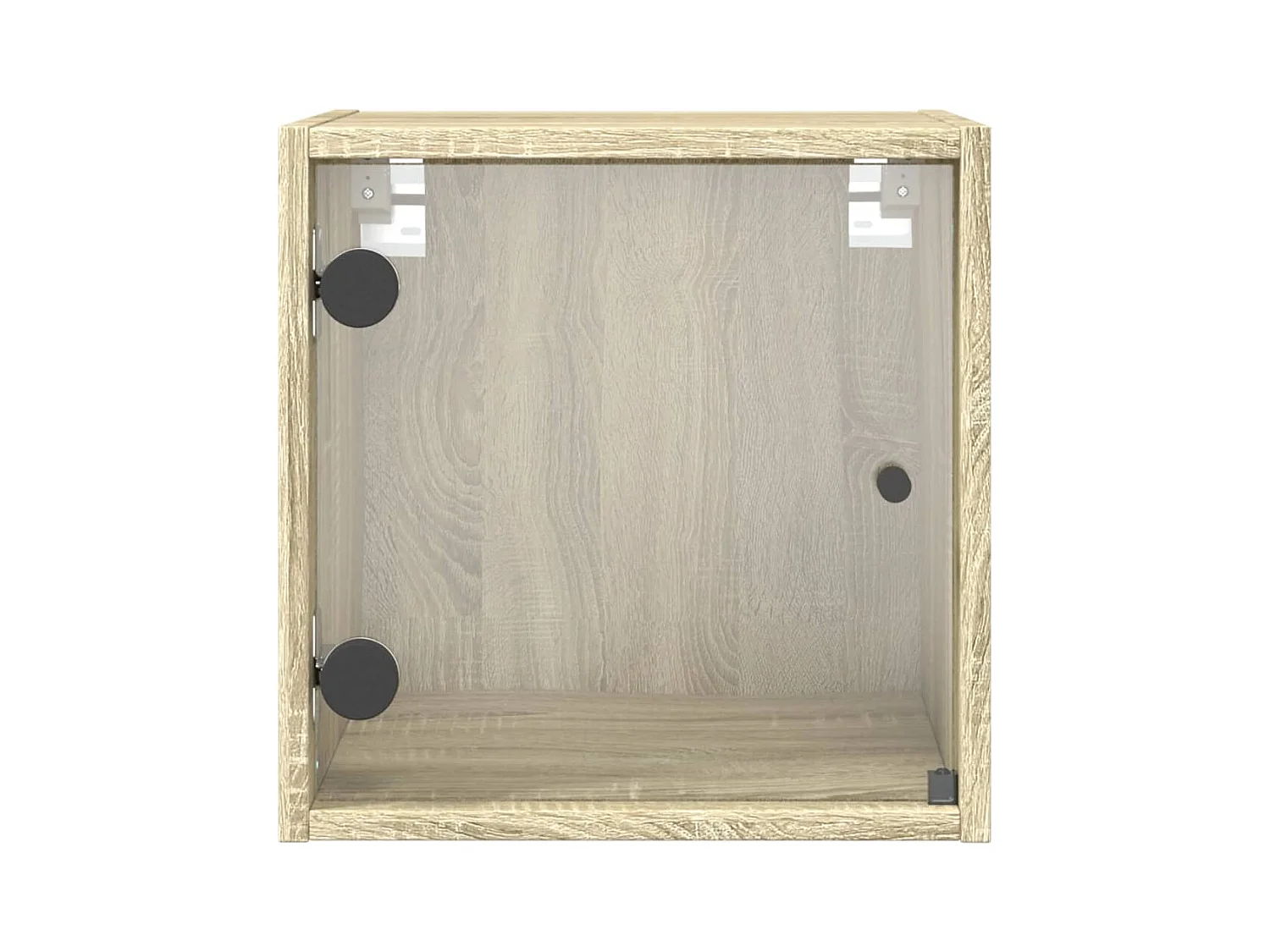 Mesita de noche | Mesilla de noche con puerta de vidrio roble Sonoma 35x37x35 cm