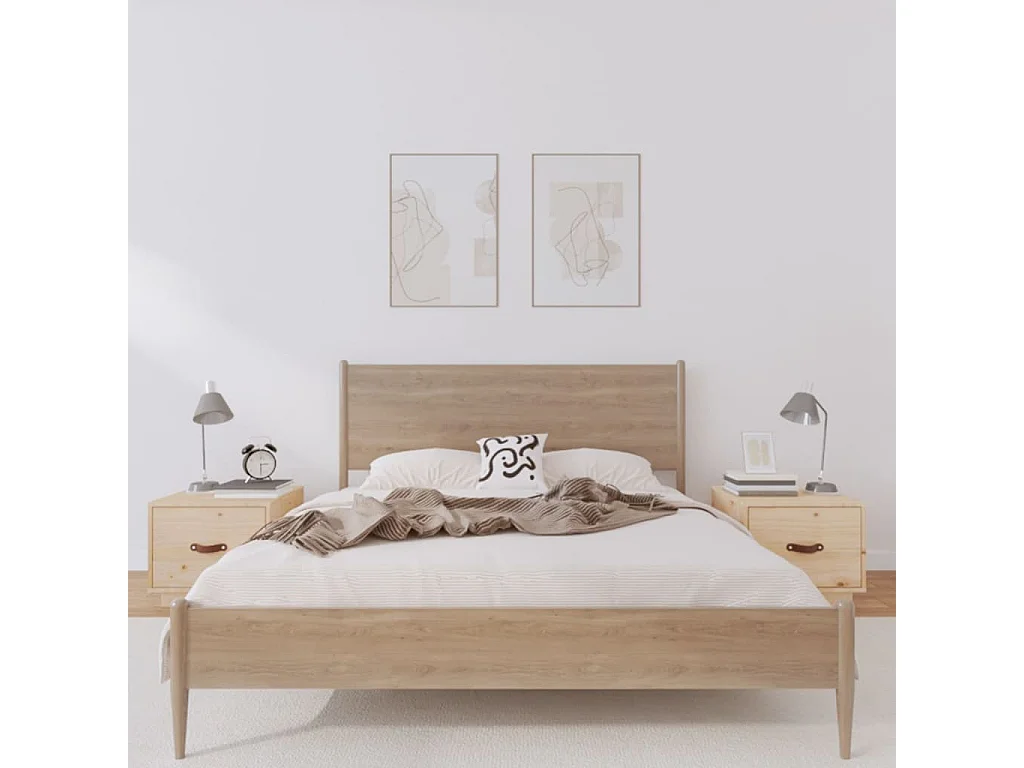 Mesitas de noche | Mesilla de noche 2 uds madera maciza de pino 40x34x35 cm