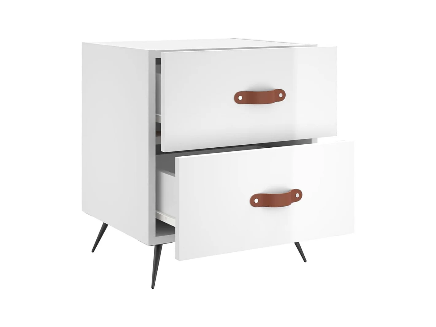 Mesita de noche | Mesilla de noche madera de ingeniería blanco brillo 40x35x47,5cm