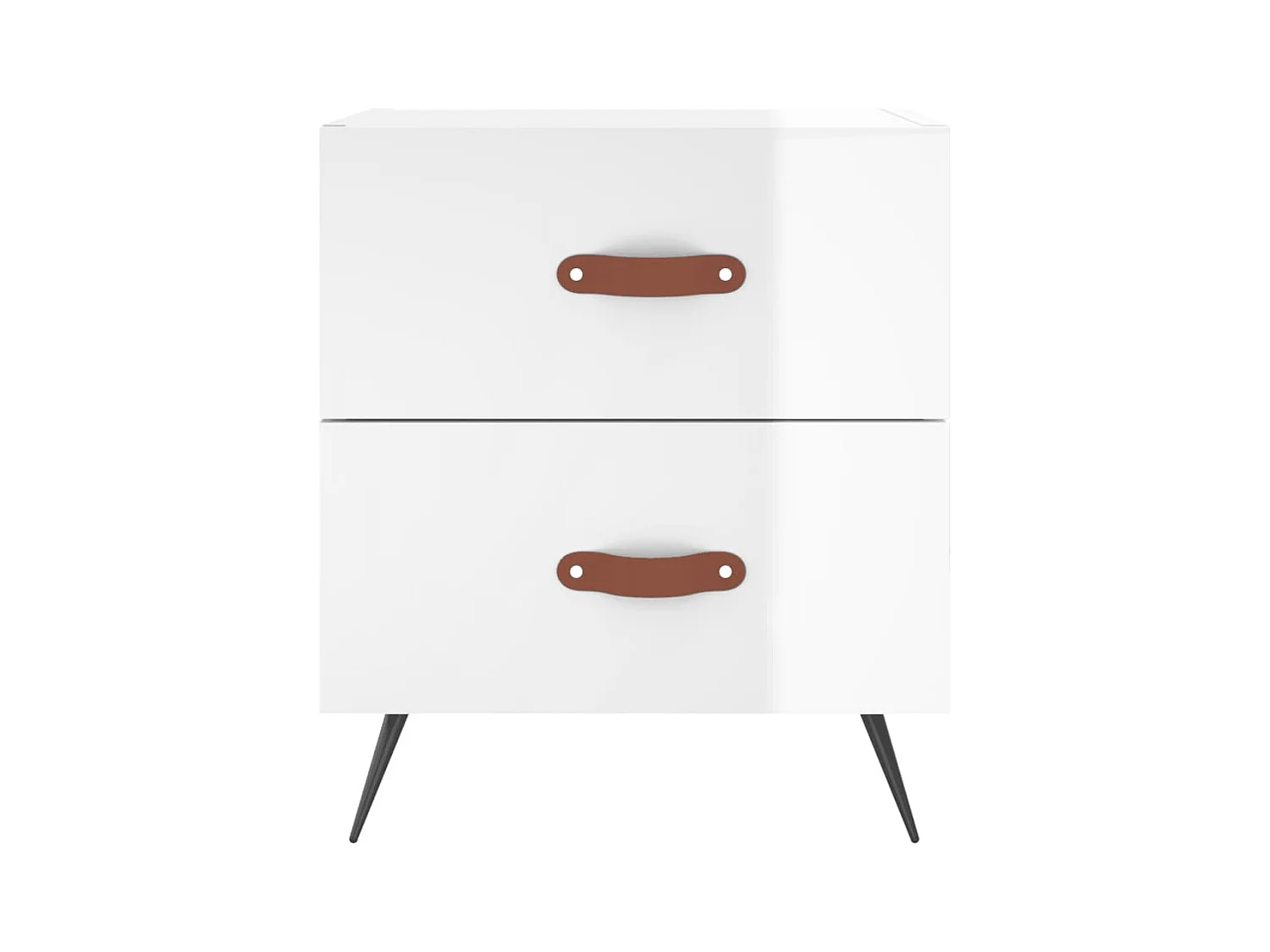 Mesita de noche | Mesilla de noche madera de ingeniería blanco brillo 40x35x47,5cm