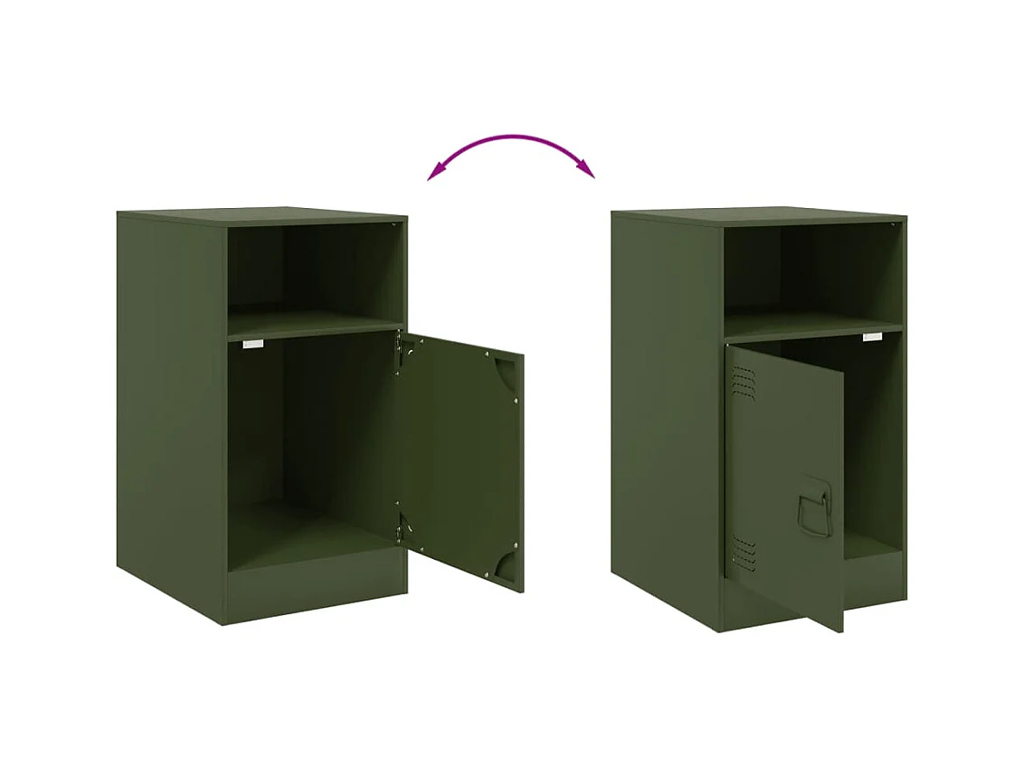 Mesitas de noche | Mesilla de noche 2 unidades acero verde oliva 34,5x39x62 cm