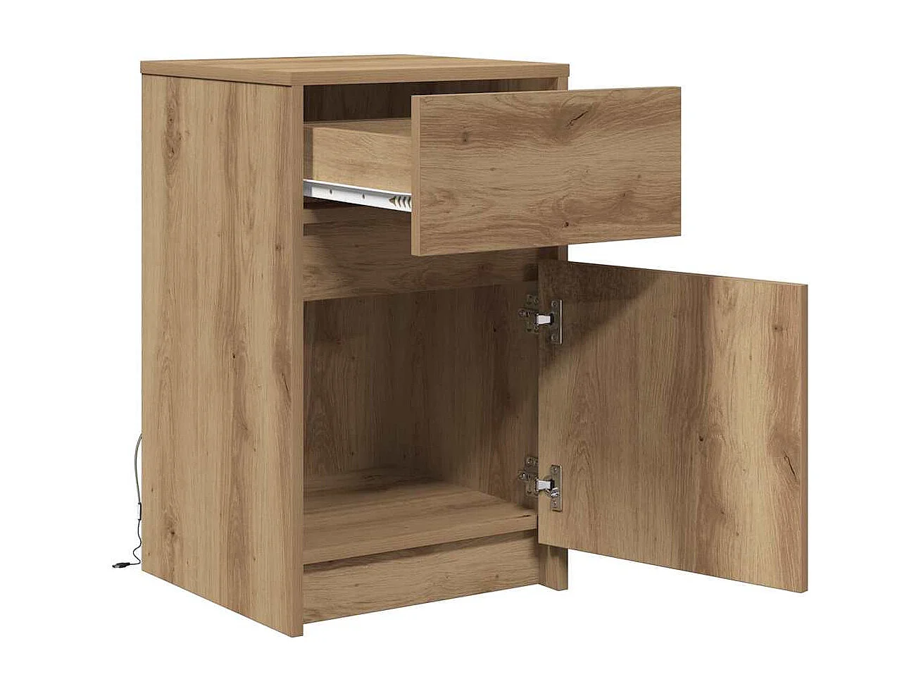 Mesita de Noche | Armario de Noche LED 2 uds. Roble artisan 38x34x61 cm