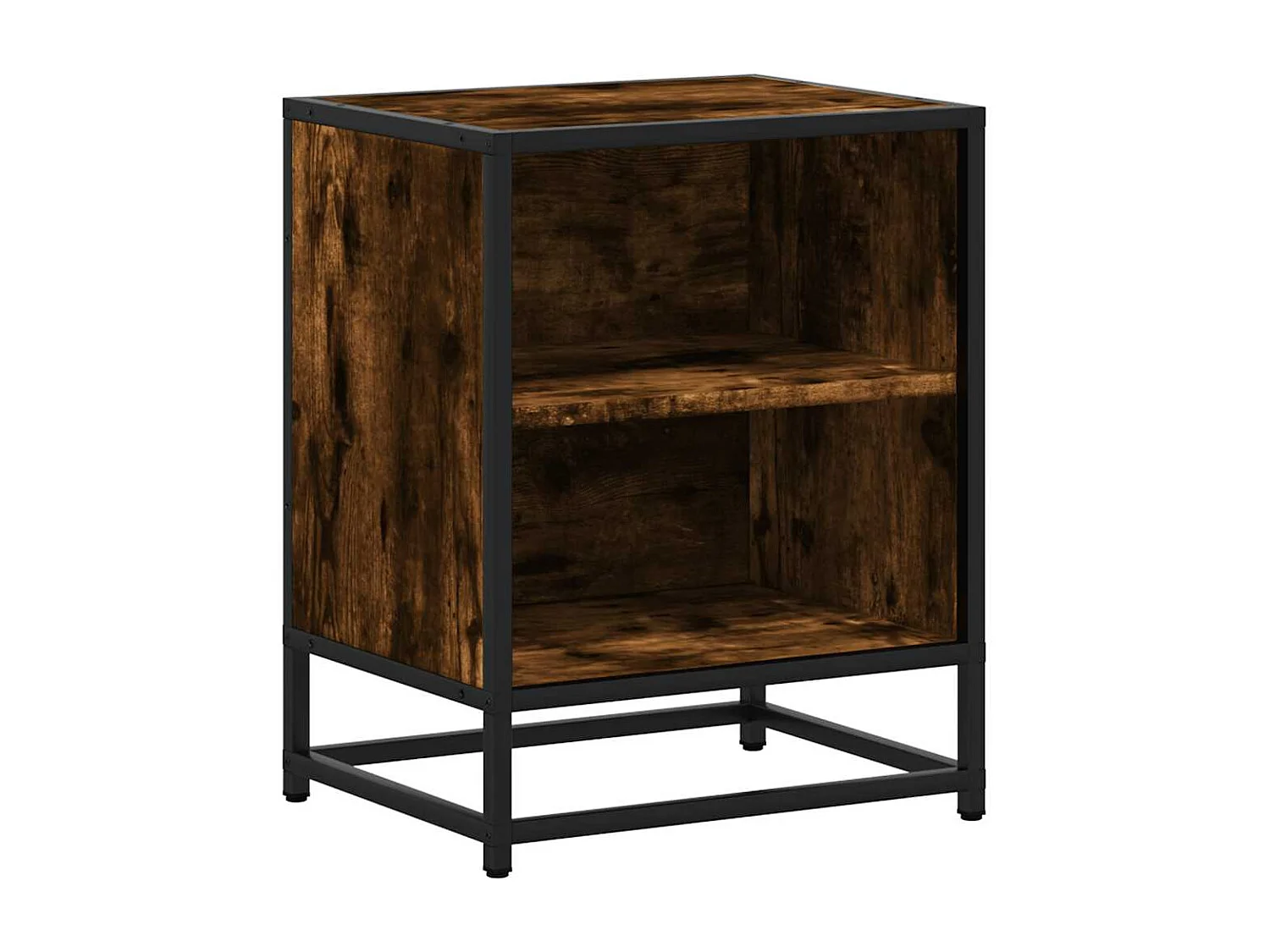 Nachttisch 2er Set-Beistelltisch-Nachttischkommode Räuchereiche 40x31x50cm Holzwerkstoff Metall SHL28780