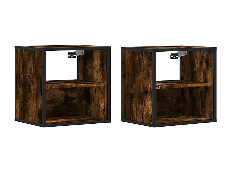 Tables de chevet flottantes Lot de 2 avec rangement Chêne fumé 40x31x39,5 cm