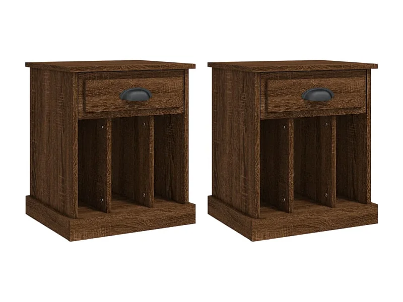 Nachttisch 2er Set-Beistelltisch-Nachttischkommode Braun Eichen-Optik 43x36x50 cm SHL95980