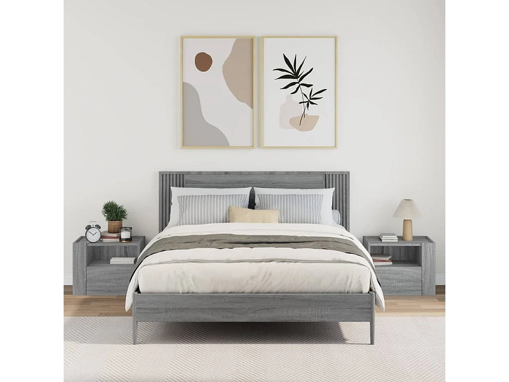 Tables de chevet murales 2 pcs sonoma gris 45x30x35 cm