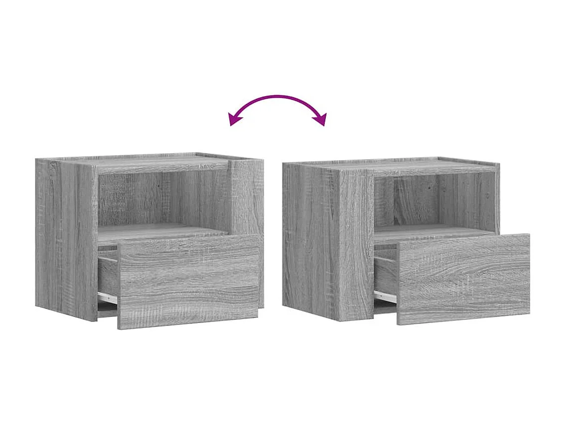 Tables de chevet murales 2 pcs sonoma gris 45x30x35 cm