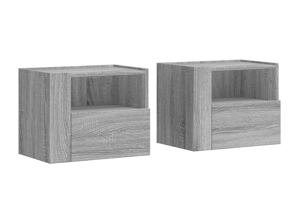 Mesitas de noche | Mesilla de noche de pared 2 uds gris Sonoma 45x30x35 cm