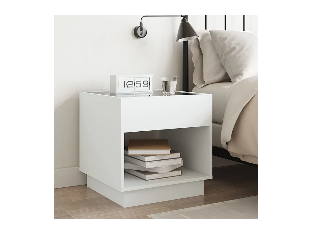 Mesita de noche | Mesilla de noche con Infinity LED blanca 50x50x50 cm