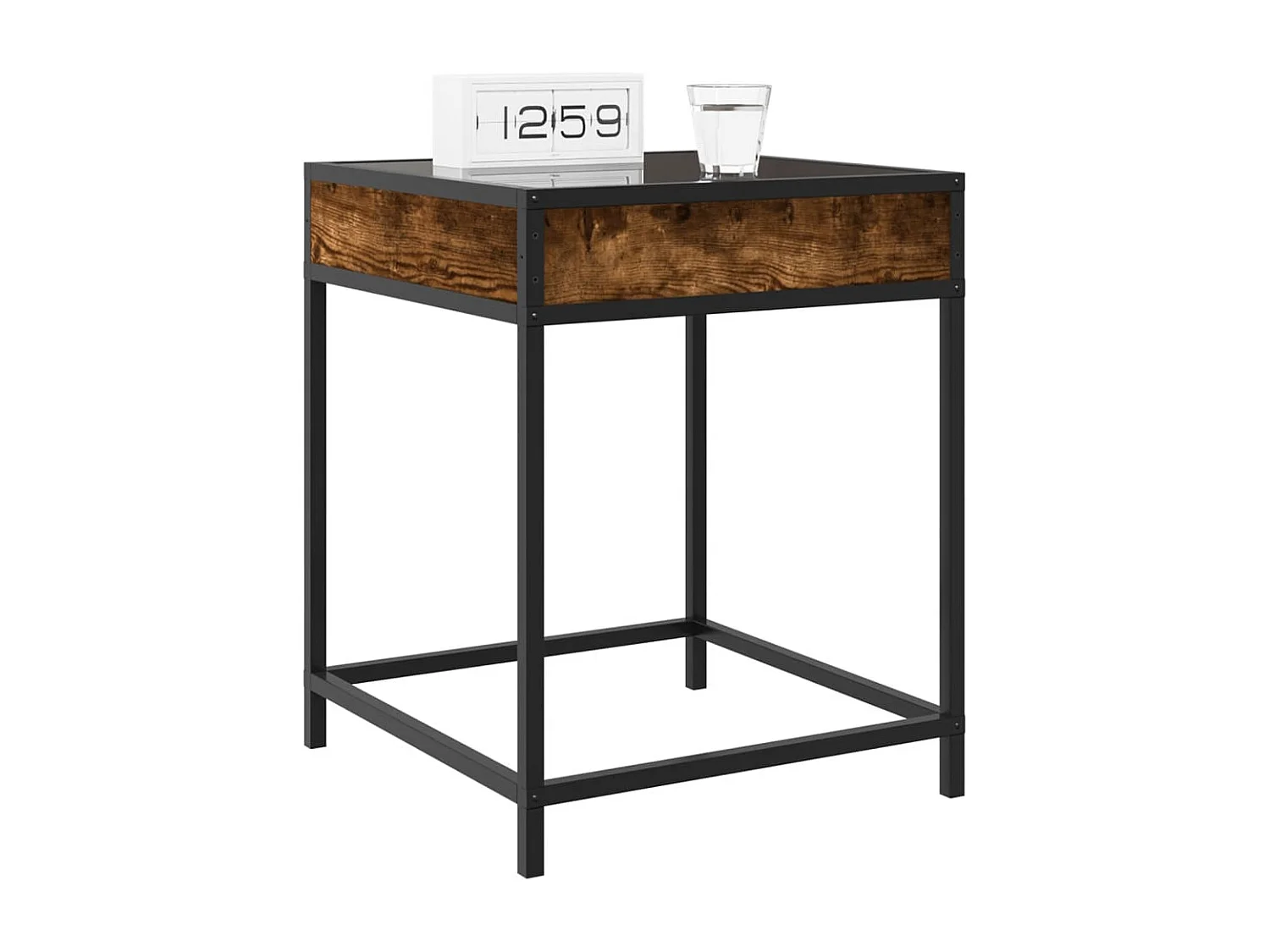 Nachttisch-Beistelltisch mit Infinity-LED Räuchereiche 40x40x51 cm SHL92163