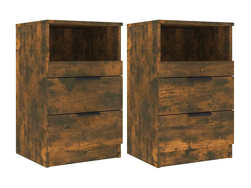 Tables de chevet lot de 2 avec Tiroirs Chêne fumé Bois d'ingénierie