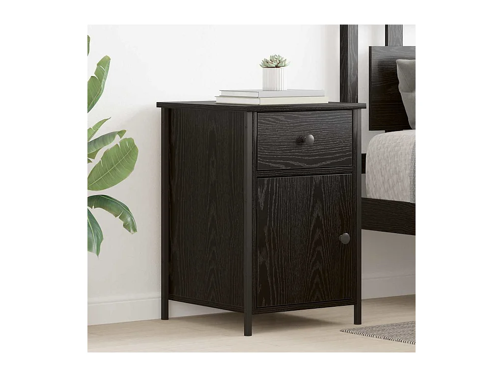 Mesita de Noche | Armario de Noche 2 uds con cajón Roble negro 40x42x60 cm