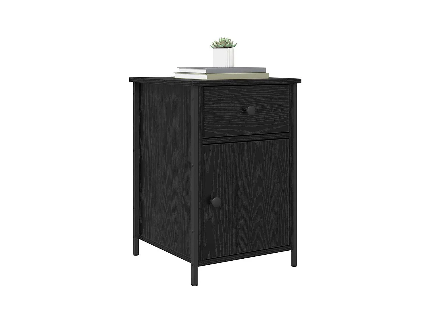 Mesita de Noche | Armario de Noche 2 uds con cajón Roble negro 40x42x60 cm
