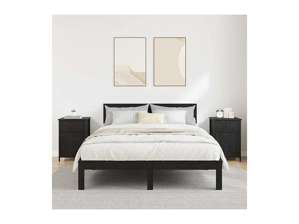 Mesita de Noche | Armario de Noche 2 uds con cajón Roble negro 40x42x60 cm