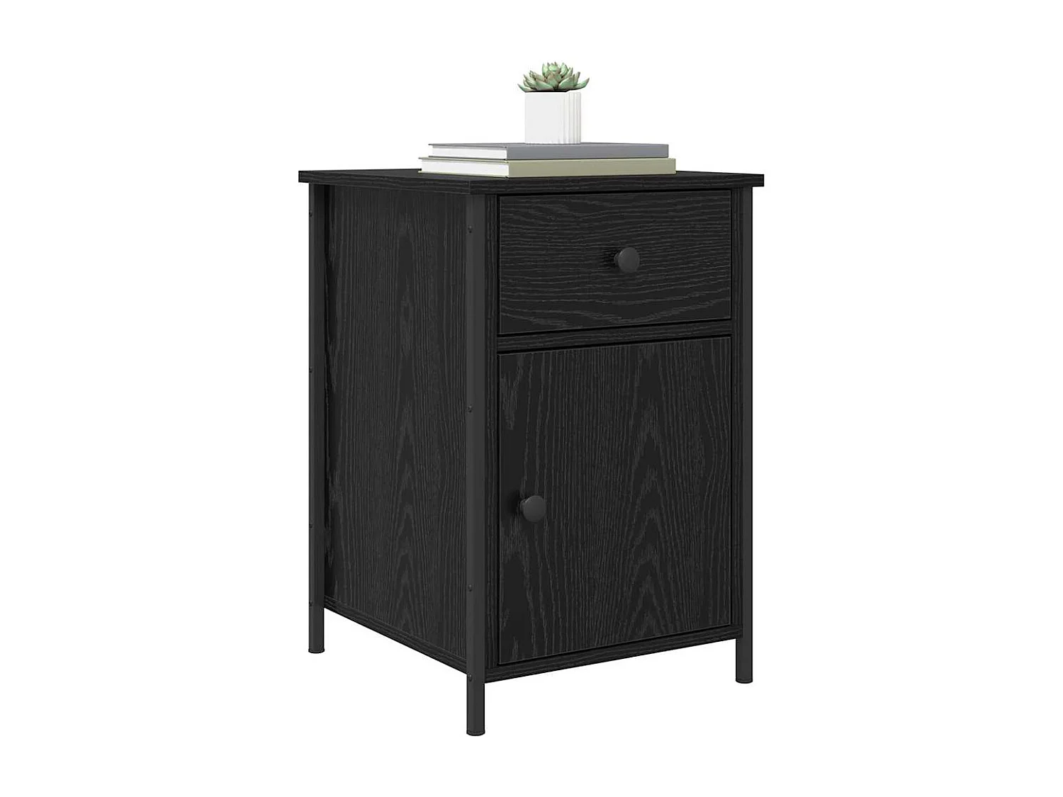 Lot de 2 Tables de chevet avec tiroir Chêne noir 40x42x60 cm