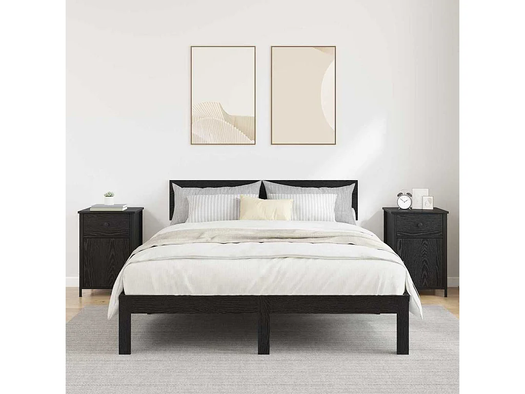 Lot de 2 Tables de chevet avec tiroir Chêne noir 40x42x60 cm