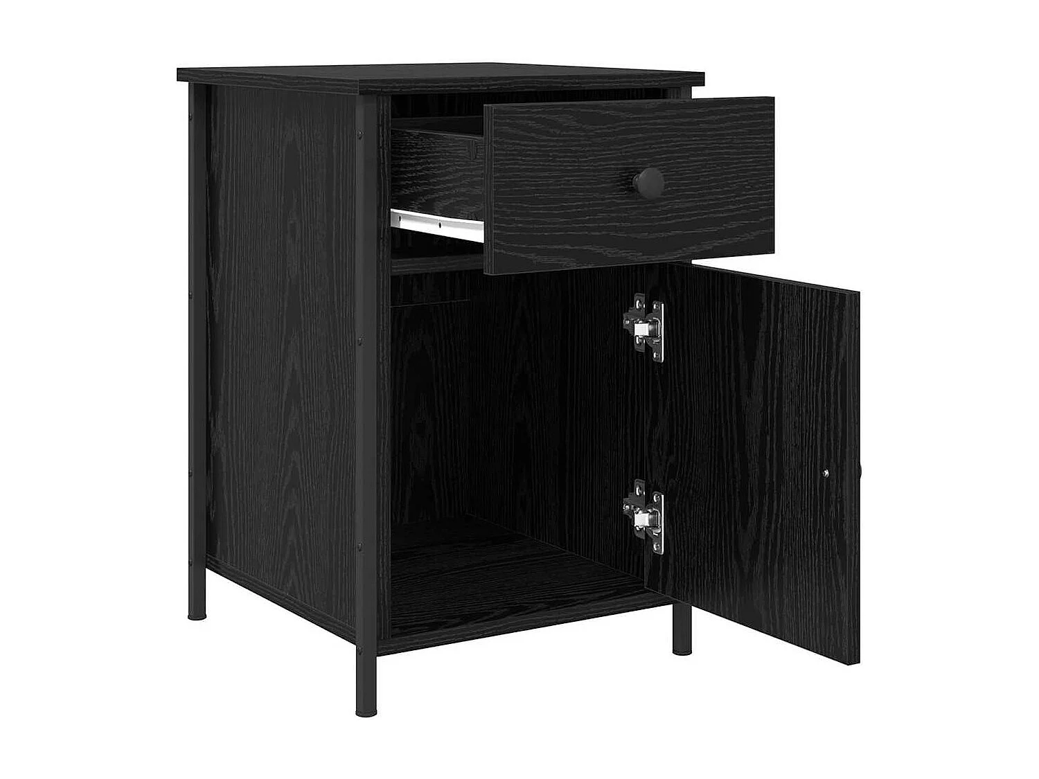 Lot de 2 Tables de chevet avec tiroir Chêne noir 40x42x60 cm