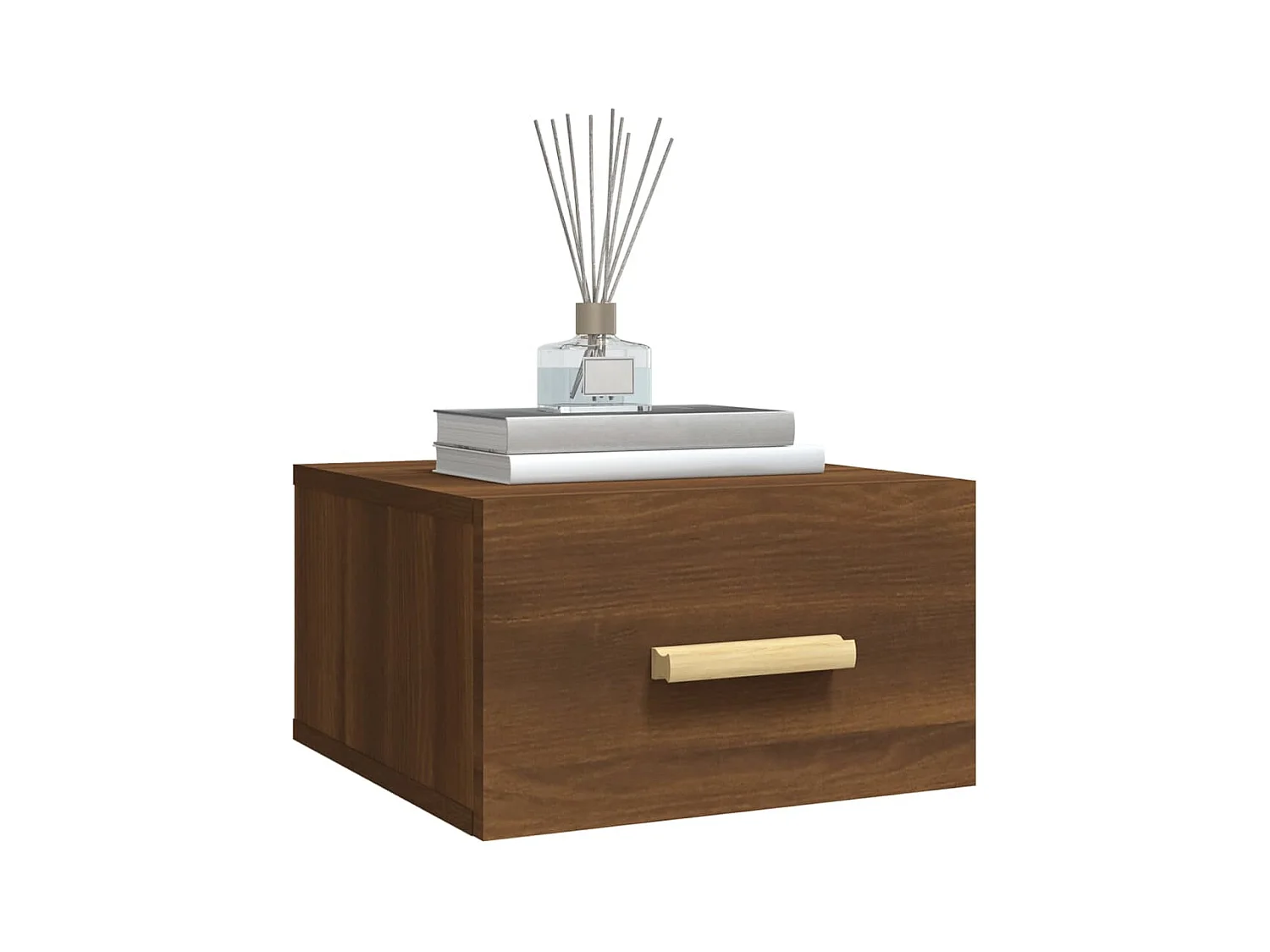 Table de chevet flottante chêne marron 35x35x20 cm