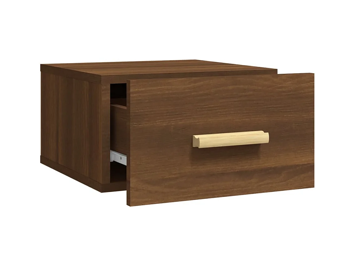 Table de chevet flottante chêne marron 35x35x20 cm