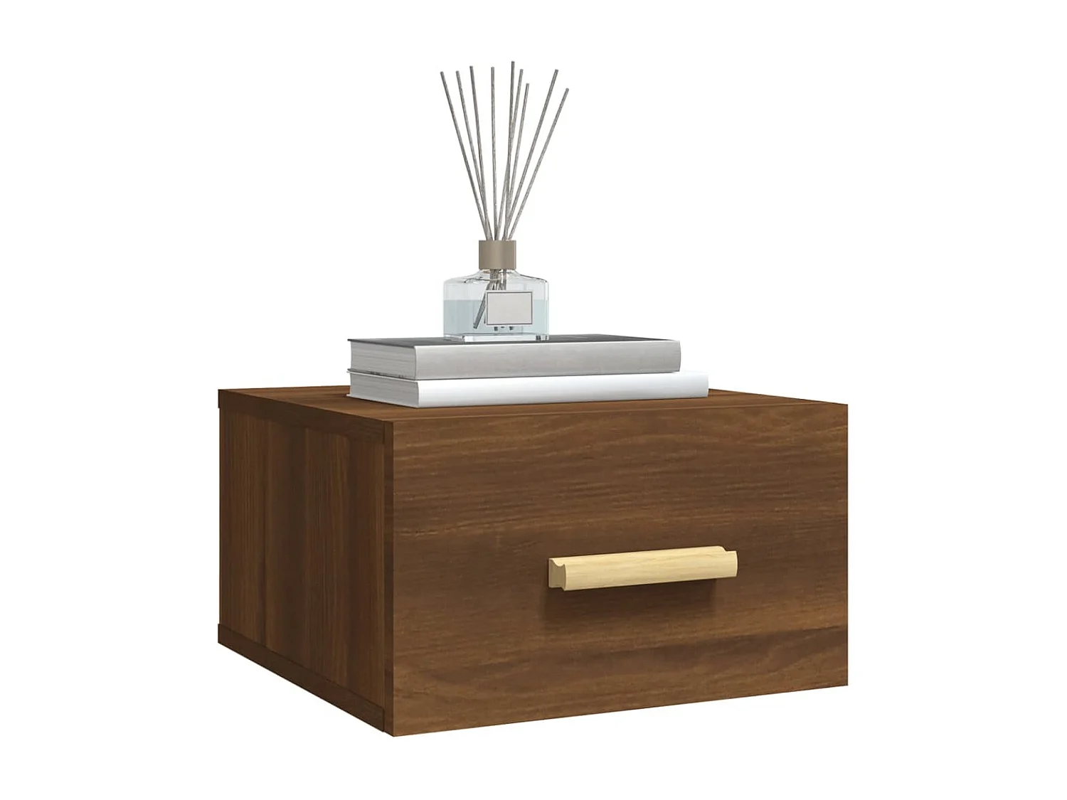 Mesa de cabeceira de parede 35x35x20 cm cor carvalho castanho