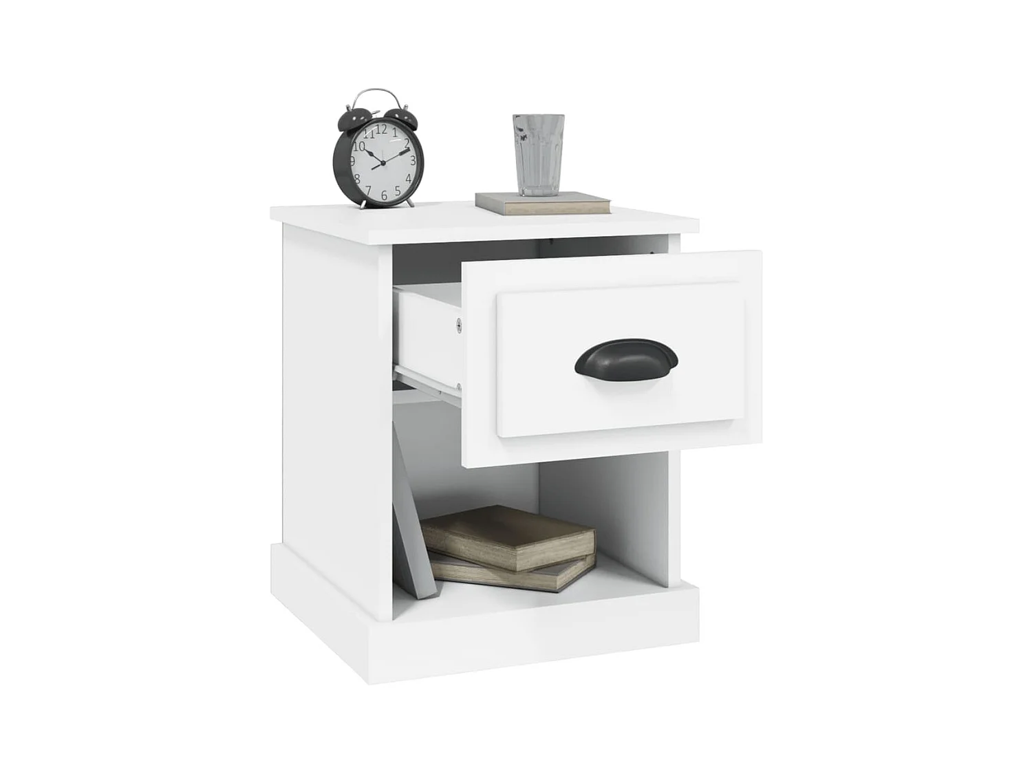 Tables de chevet lot de 2 avec compartiments ouverts blanc 39x39x47,5 cm bois d'ingénierie