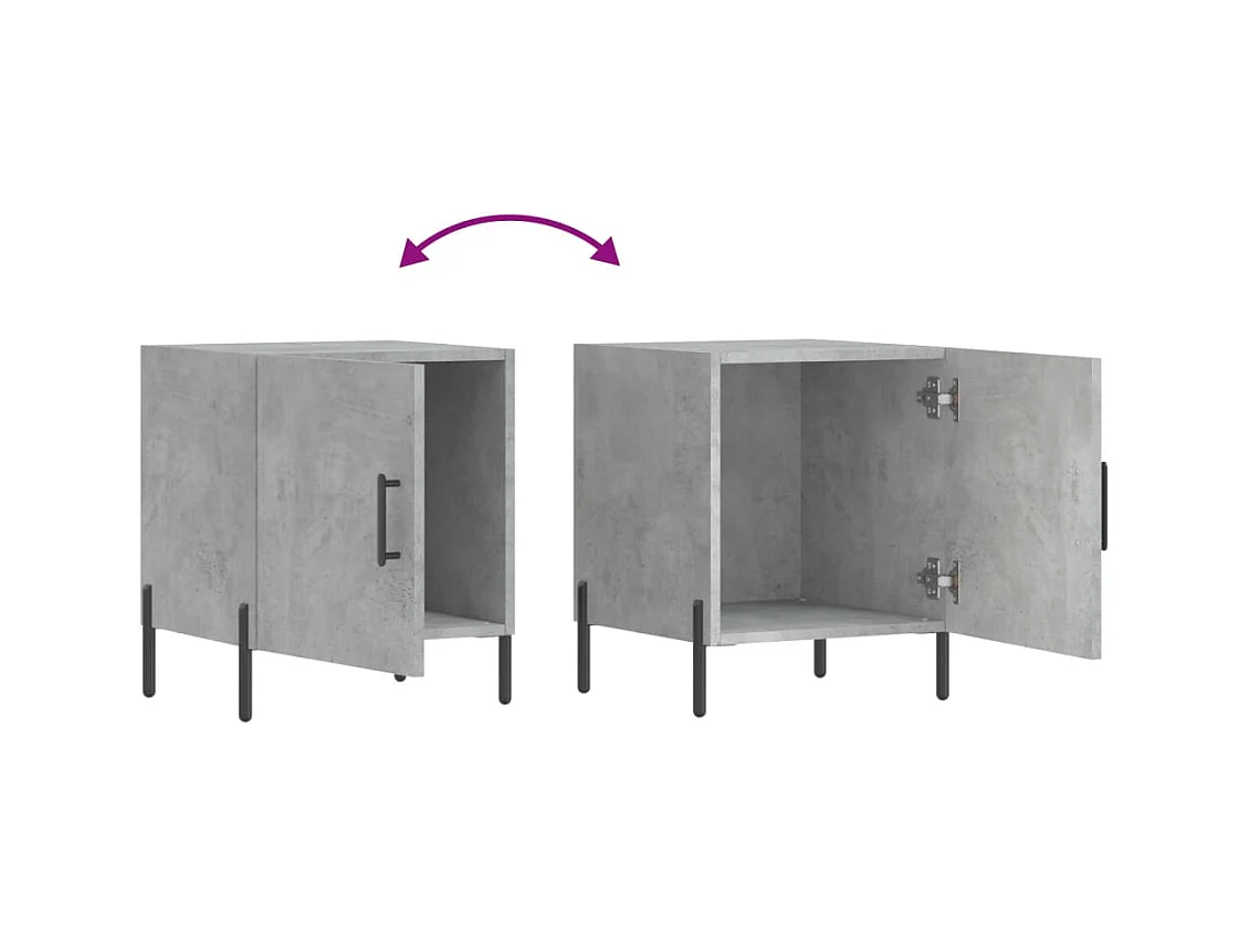 Mesita de noche | Mesilla de noche madera de ingeniería gris hormigón 40x40x50 cm