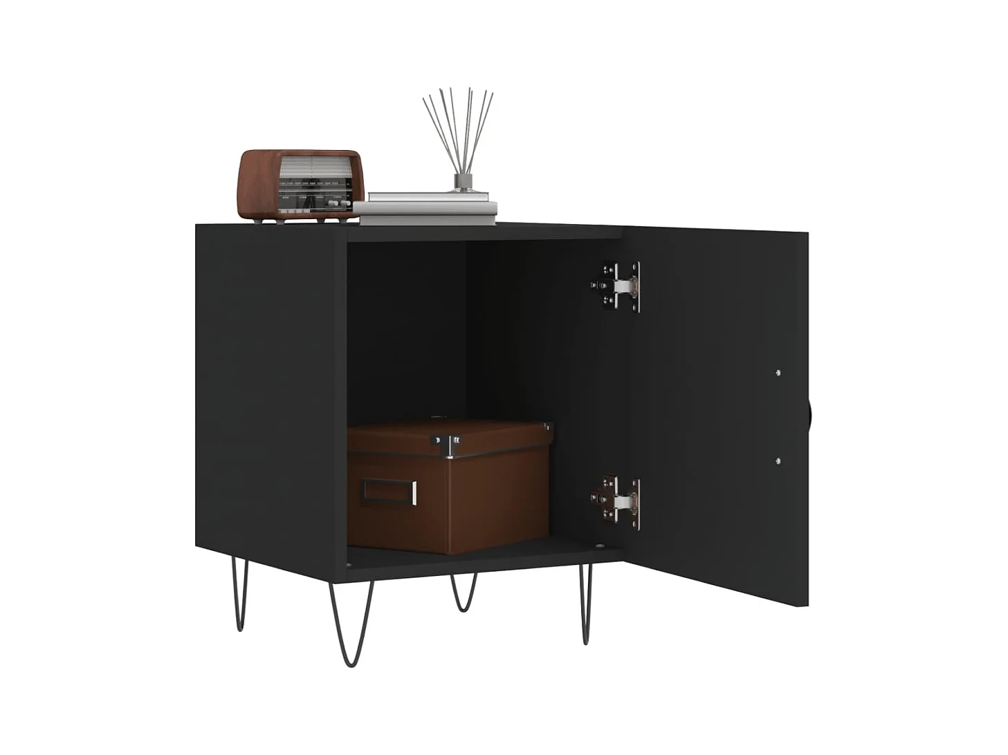 Lot de 2 Tables de chevet Étroite avec Étagère de rangement noir 40x40x50 cm bois d’ingénierie