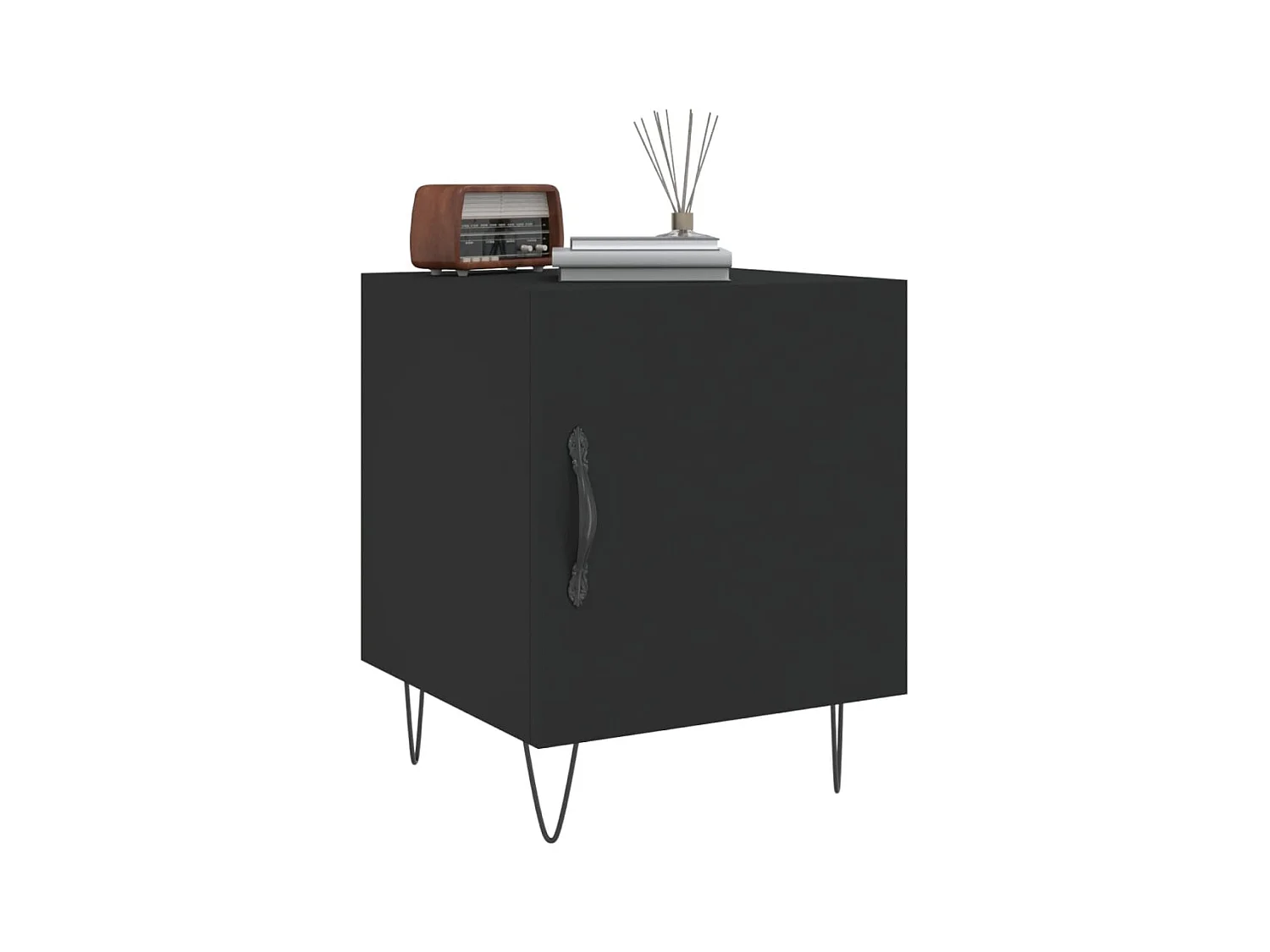 Lot de 2 Tables de chevet Étroite avec Étagère de rangement noir 40x40x50 cm bois d’ingénierie