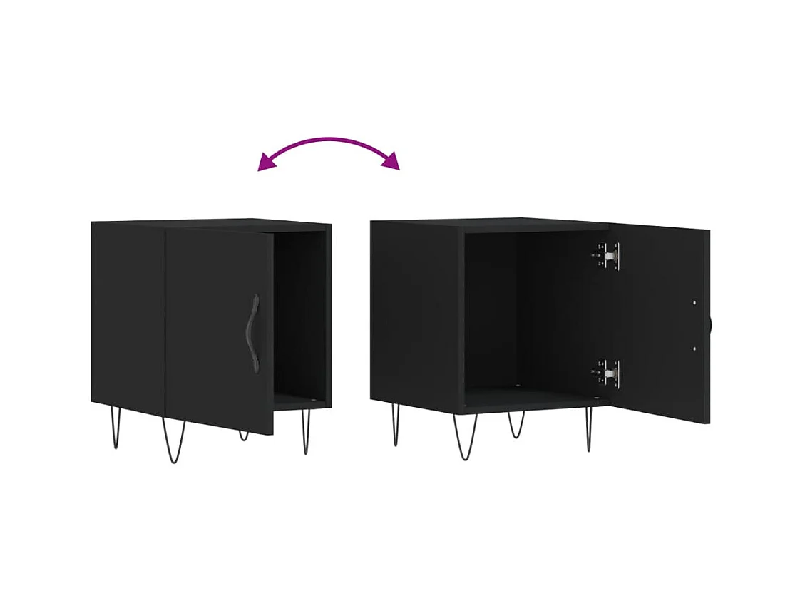 Lot de 2 Tables de chevet Étroite avec Étagère de rangement noir 40x40x50 cm bois d’ingénierie