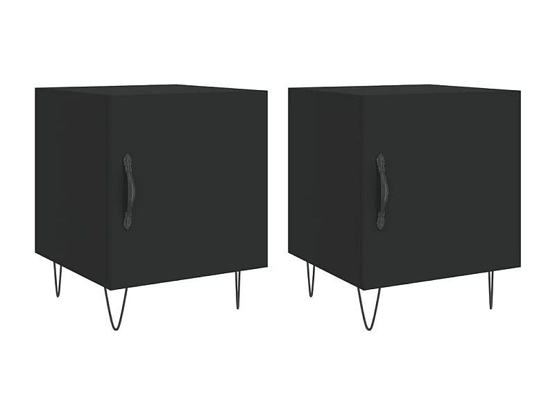 Lot de 2 Tables de chevet Étroite avec Étagère de rangement noir 40x40x50 cm bois d’ingénierie