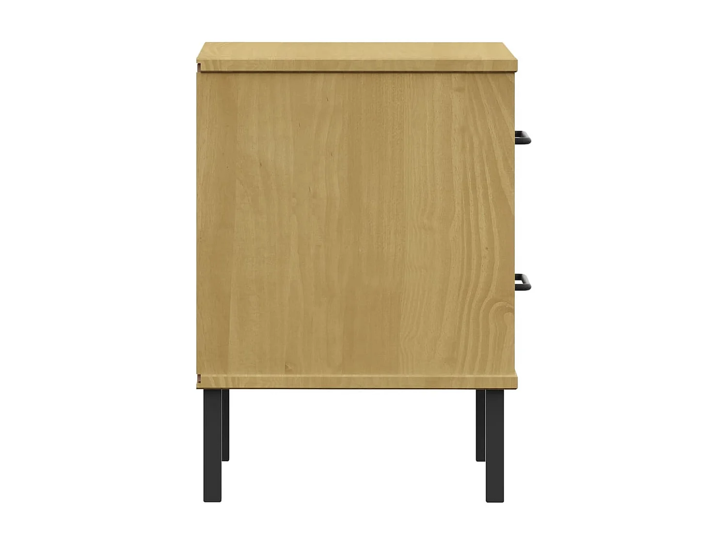 Comodino Camera da Letto | Tavolino da notte con Gambe in Metallo Marrone Legno Massello Pino OSLO SHL4555